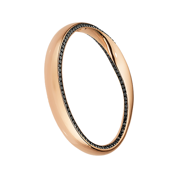 Möbius eternity bangle with two raws of black diamonds