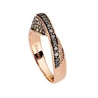 Stackable ring with brown and black diamonds