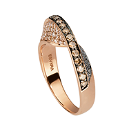 Stackable ring with yellow, brown and black diamonds