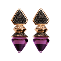 Places of Spirit - Ohrringe Gold Brillianten weiß Pampel lila