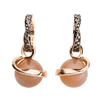 Palawan earrings with exchangeable moonstone pearls, black and brown diamonds