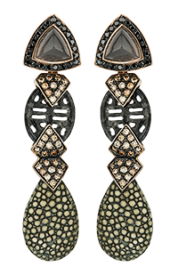 Exchangeable earrings with tanzanite and natural diamonds, South Sea pearls and blue coral