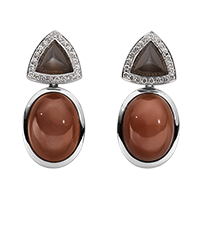 Exchangeable earrings with moonstones and white diamonds